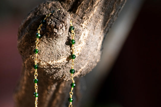 Emeralda's Braid Anklet - Emerald Green Beaded Anklet Inspired by Nature