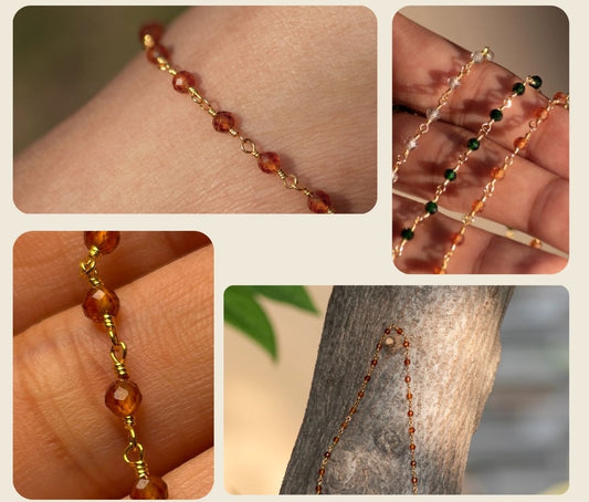 Chinar Glow Anklet - Handcrafted Orange Beaded Anklet | Kashmir-Inspired Jewelry