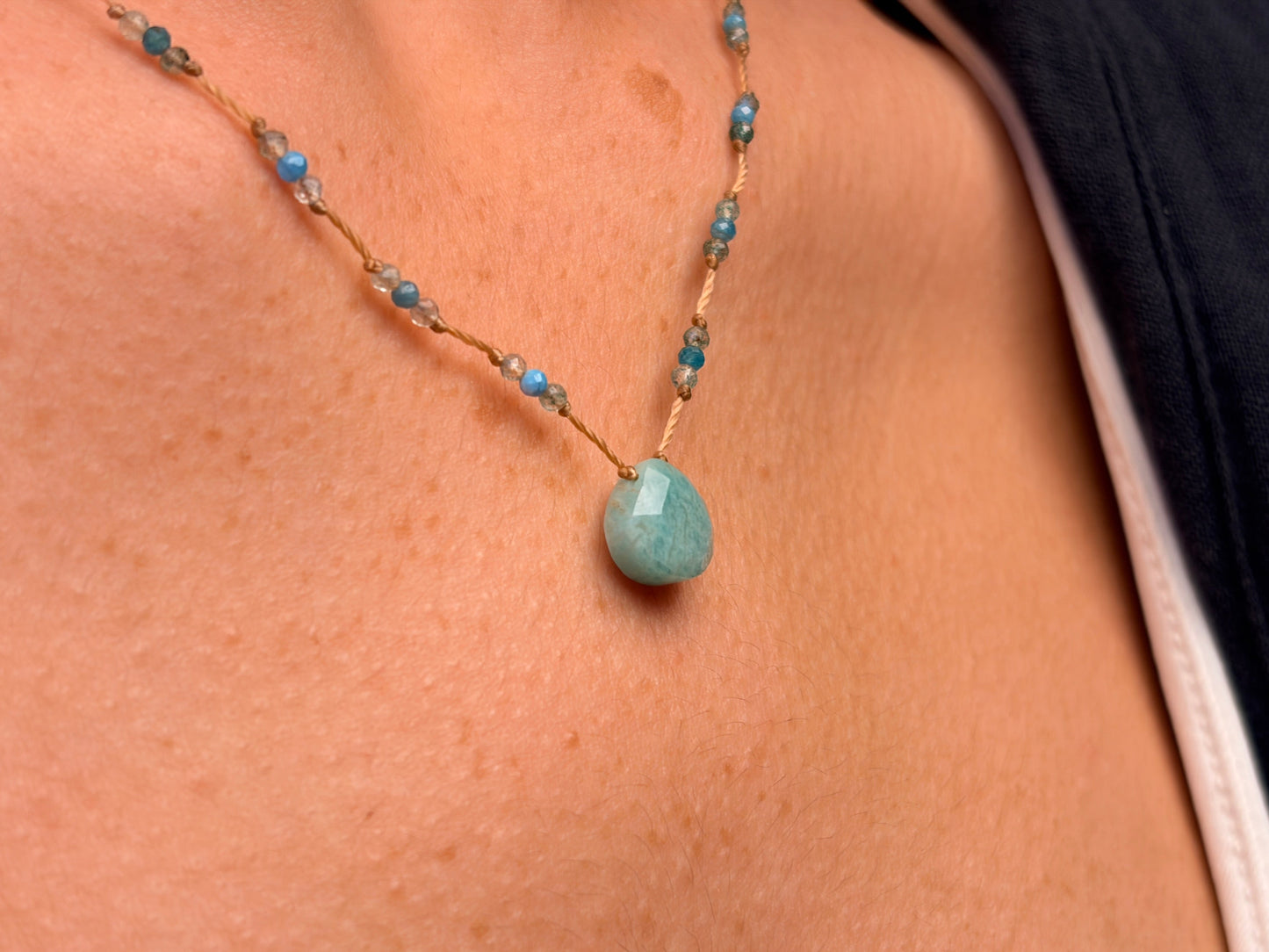 Neelam Veil Necklace - Sky Blue Beaded Necklace Inspired by Himalayan Skies