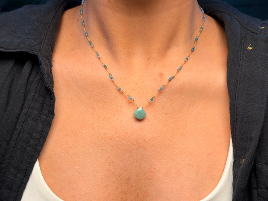 Neelam Veil Necklace - Sky Blue Beaded Necklace Inspired by Himalayan Skies