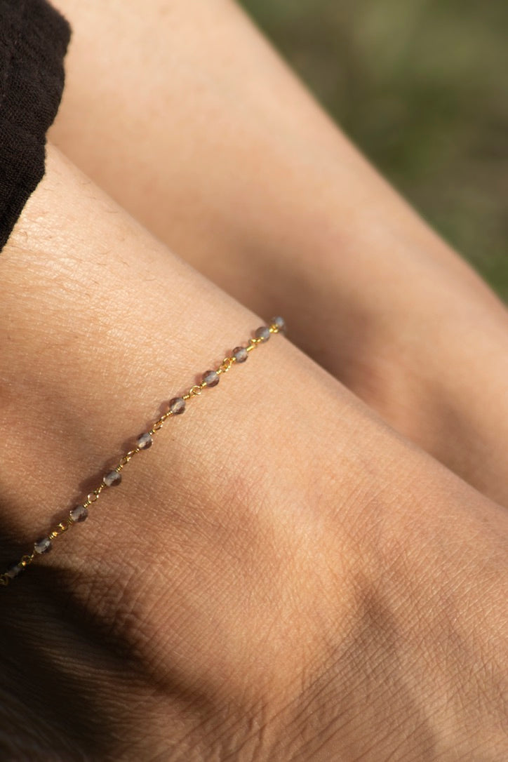 Smoked Cashmere Anklet - Milky Grey Beaded Anklet | Handcrafted Kashmir Jewelry