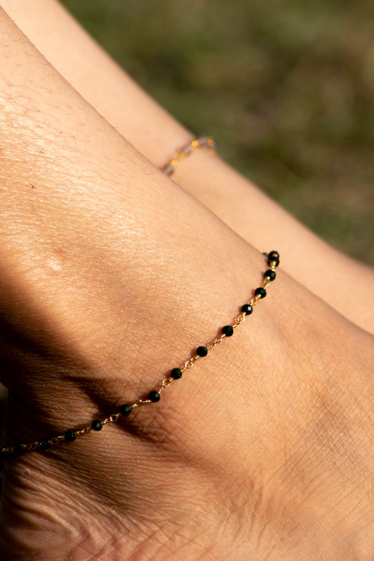 Emeralda's Braid Anklet - Emerald Green Beaded Anklet Inspired by Nature