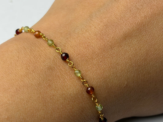 The Royale Bracelet - Autumn Harvest Beaded Bracelet in Maroon, Green & Orange