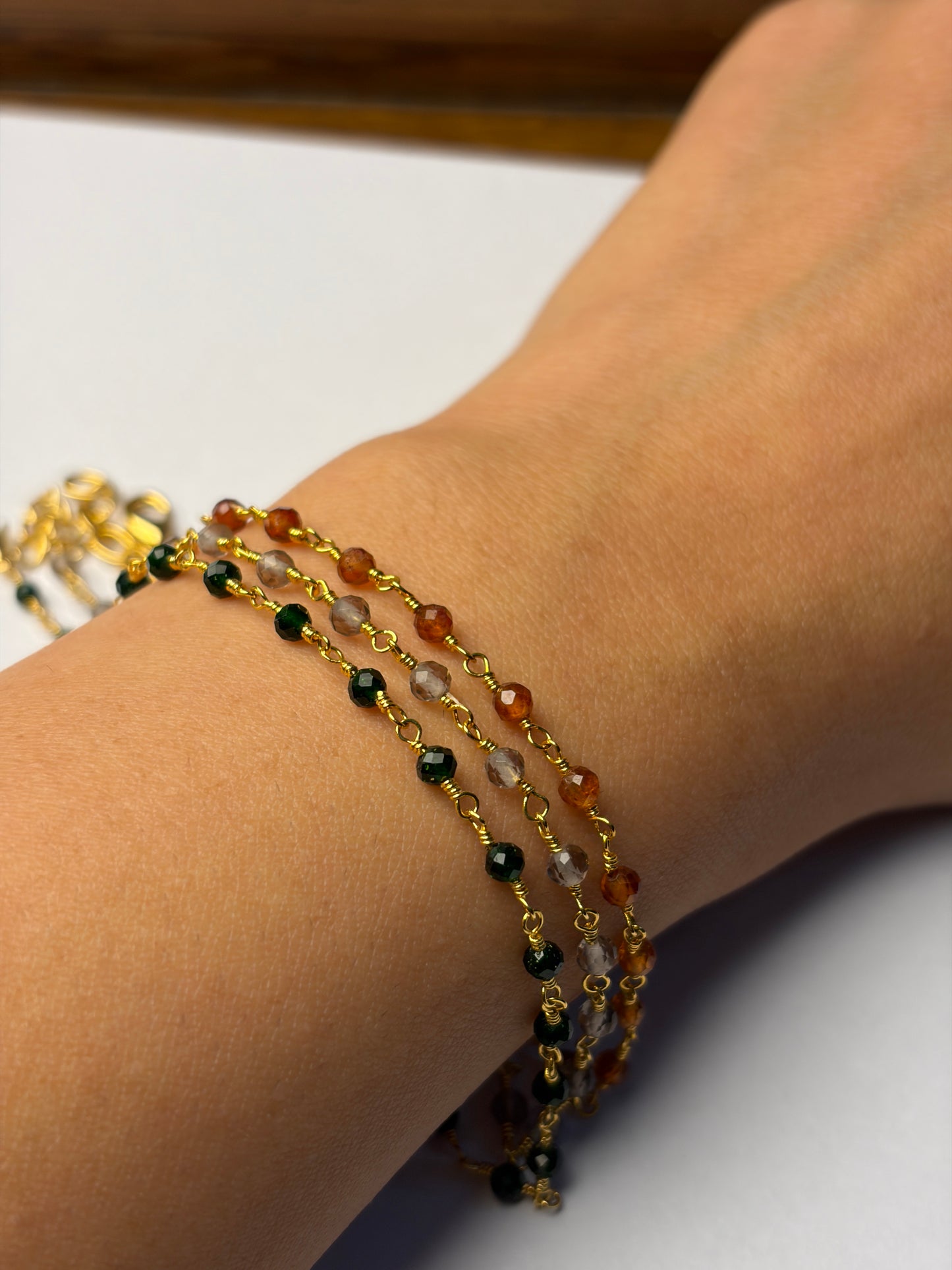 Smoked Cashmere Anklet - Milky Grey Beaded Anklet | Handcrafted Kashmir Jewelry