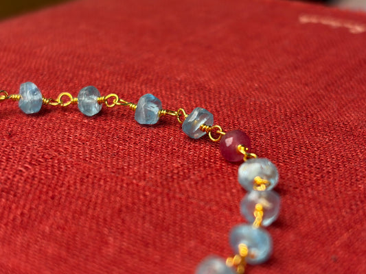 Petals On The Lake Bracelet | Aquamarine & Magenta Artisan Jewelry