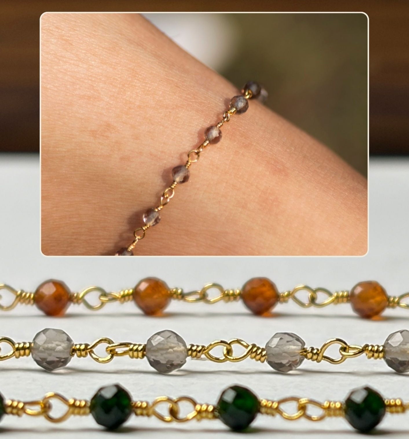 Smoked Cashmere Anklet - Milky Grey Beaded Anklet | Handcrafted Kashmir Jewelry